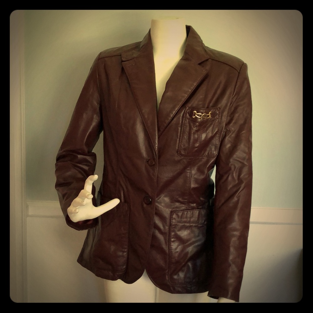 1970’s ETIENNE AIGNER Burgundy LEATHER JACKET
